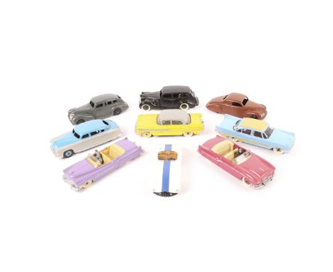 9 Dinky American Cars. Desoto Fireflite, Hudson Hornet, Hudson Sedan, Chrysler Royal Sedan, Lincoln Zephyr, Packard Sedan, Pa