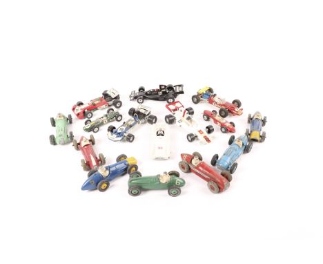 15 Single seat racing cars by Dinky and Corgi. Dinky; 2x Ferrari, HWM, Cooper-Bristol, Maserati, Talbot Largo, Alfa Romeo, Lo