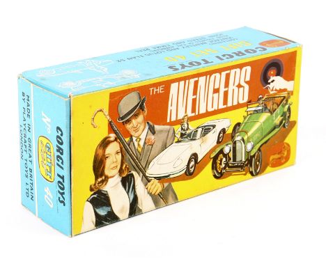 A useful empty box for a Corgi Toys ‘The Avengers’ Gift Set 40. The outer box only, complete with all end flaps intact. A use