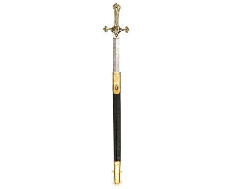 An 1856 Drummers Mark I sword,  shallow diamond section blade 21”, panelled brass cruciform hilt, the crossguard incorporatin