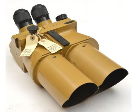 A large WWII period German artillery 10x80 binocular, angled eyepieces with individual focus, width adjustment and filters, d