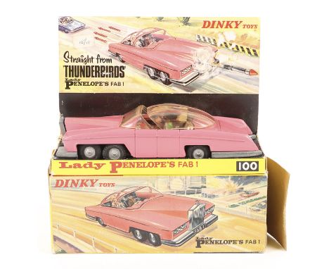 A Dinky Toys Thunderbirds Lady Penelope’s FAB 1. An example in non-fluorescent pink with clear sliding roof, pink stripes, La