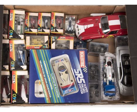 A quantity of various racing/sports cars. 3x Scalextric SRS series cars – Jaguar, TWR XJR6 Silk Cut RN52, Lancia LC2 RN44 and