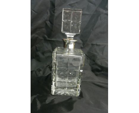 A silver mounted cut glass square decanter, London 1971, 25cm high CONDITION REPORT: If you require further images of this lo