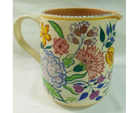 A large Poole Pottery BN pattern jug, shape 318, painted by Marian Jones, impressed factory mark and shape no. to base, with 