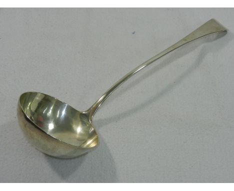 A George III old English pattern silver soup ladle, London 1793, by William Shaw, 33cm long, 4.79ozt, 149g CONDITION REPORT: 