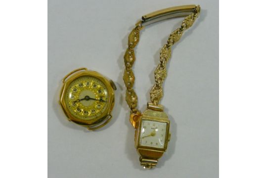 9 carat gold Avia ladies bracelet watch, the square dial with Arabic ...