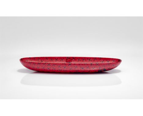 Glasschale 'murrine canoe', Venini &amp; C., Murano, der Entwurf Carlo Scarpa, um 1940, die Ausführung 1Opak schwarze und rot