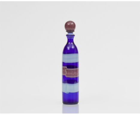 Flasche 'a fasce', Venini &amp; C., Murano, der Entwurf Fulvio Bianconi, um 1952-1956, die Ausführung 19Blaues Klarglas mit h