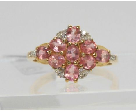 A GemsTV padparadscha sapphire and diamond ring, size M, weight 2.4gms, with Gemporia certificate, as new with tags. Conditio