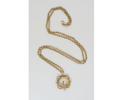 A 9ct gold mounted compass on a 9ct belcher chain, length 62cm, weight 15.6gms Condition Report:Available upon request