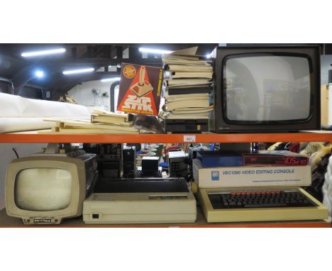 A quantity of vintage computing equipment, comprising a boxed Video Tech Designs VEC1060 Video Editing Console, British Broad