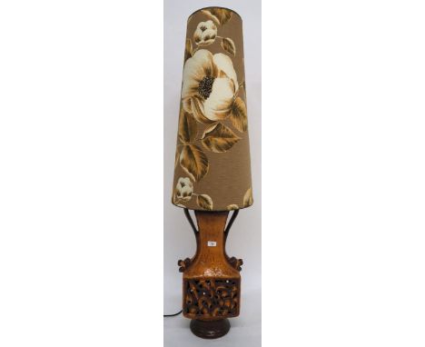 A mid 20th century ceramic west German lamp with original shade, 137cm high Condition Report:Available upon request