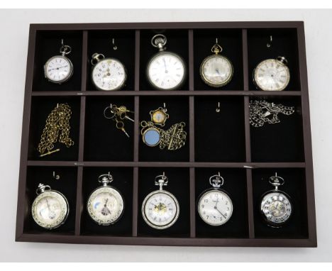 A collection of pocket watches and accessories, comprising a hallmarked London silver example (1878, Frederick Christen, the 