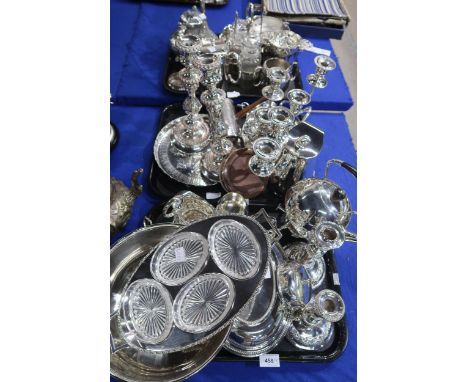 A collection of EPNS including candle sticks, an EPNS quaich-style vessel, with figural handles, a crumb brush, Candelabra, a