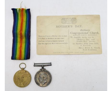 A WW1 British War Medal and Victory Medal pair, awarded to 2441 Pte. P. Kane, Highland Light Infantry; together with an early