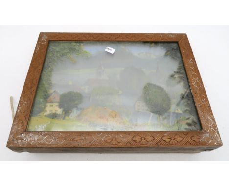 A mid-20th century illuminated Alpine landscape scene/light fixture Condition Report:Available upon request