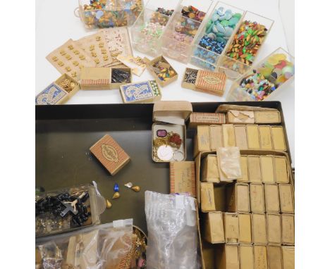 A large collection of vintage paste stones, findings and other items Condition Report:No condition report available.