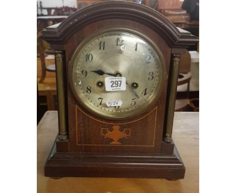 INLAID MAHOGANY MANTLE CLOCK