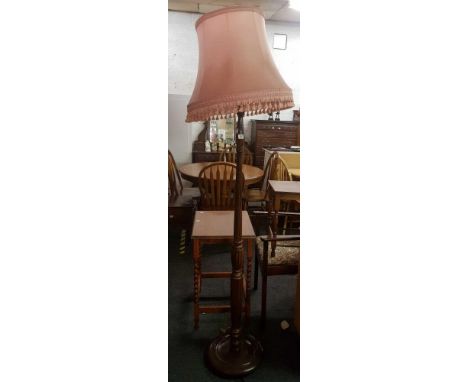 AN OAK STANDARD LAMP &amp; SHADE