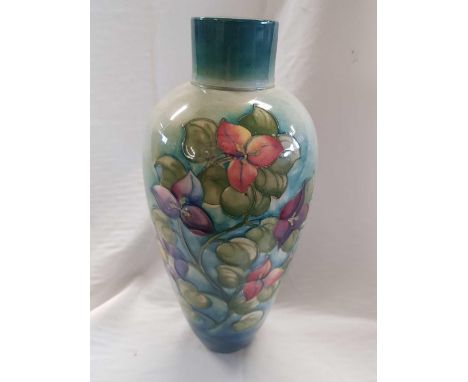 MOORCROFT  LAMP BASE WITH POT BLUE GREEN BOUGAINVILLEA FLOWERS