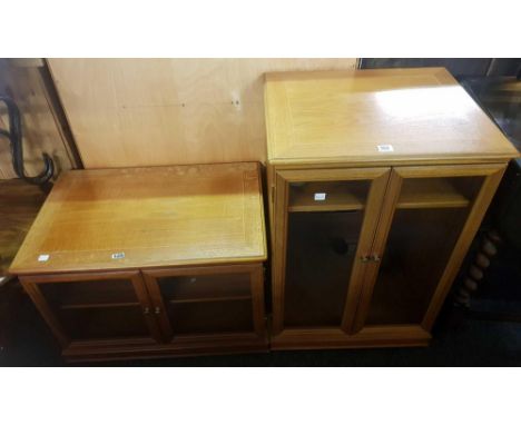 PAIR OF GLAZED DISPLAY CABINETS, LIGHT MAHOGANY