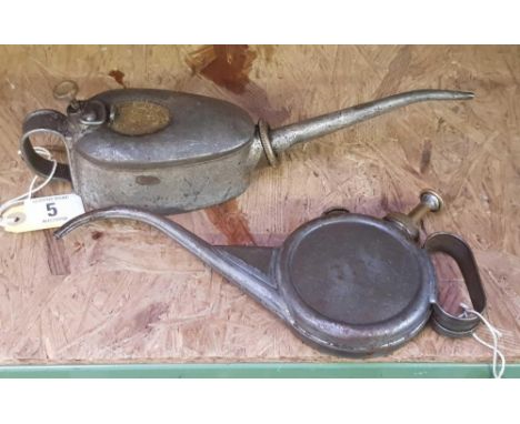 2 VINTAGE METAL OIL CANS