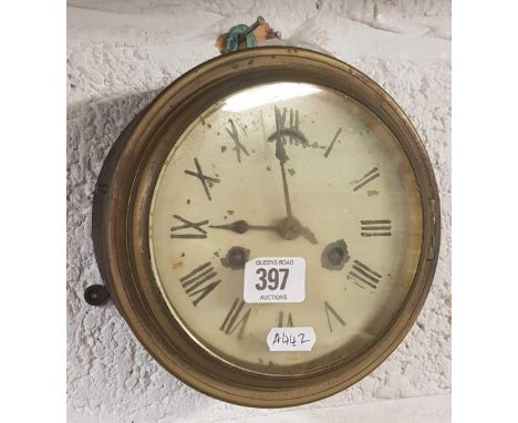 BRASS BULK HEAD CLOCK WITH ROMAN NUMERALS
