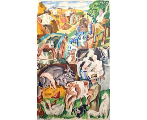 Out and about by London Transport, The Farms, circa 1950, lithograph poster, Curwen press, framed, 100cm x 61cm.  Illustrated