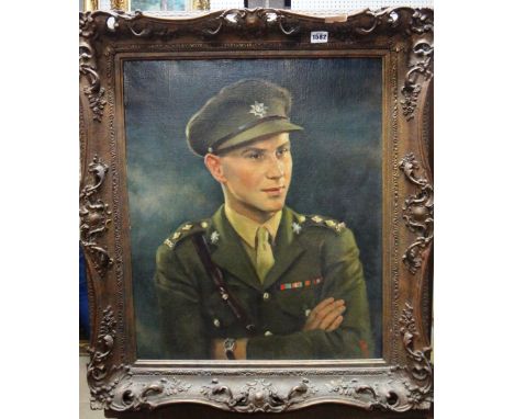 English School (20th century), Portrait of Lieutenant Arthur Norman Ommanney Peter Hill-Lowe, oil on canvas, indistinctly sig