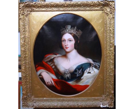 After William Fowler, Portrait of Queen Victoria, oil on canvas, oval, 75cm x 61cm.