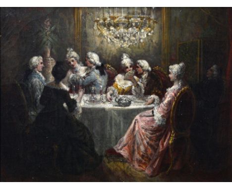 M. Rosalbin de Buncey (19th century), The Evening Soiree, oil on canvas, signed and inscribed Paris, 26cm x 33cm.  Illustrate