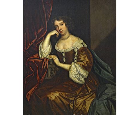 Follower of Sir Peter Lely, Portrait of a lady, said to be the Duchess of Portsmouth, oil on canvas, 122cm x 101cm.  Illustra