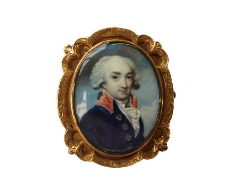 A mid/early 18th century English school portrait miniature on ivory of James Beal Bonnell (1735-1815), dressed in "Windsor Un