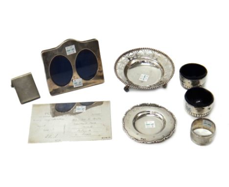 Silver and silver mounted wares, comprising; a postcard, detailed Many Congratulations by Theo Fennell, with a Theo Fennell p