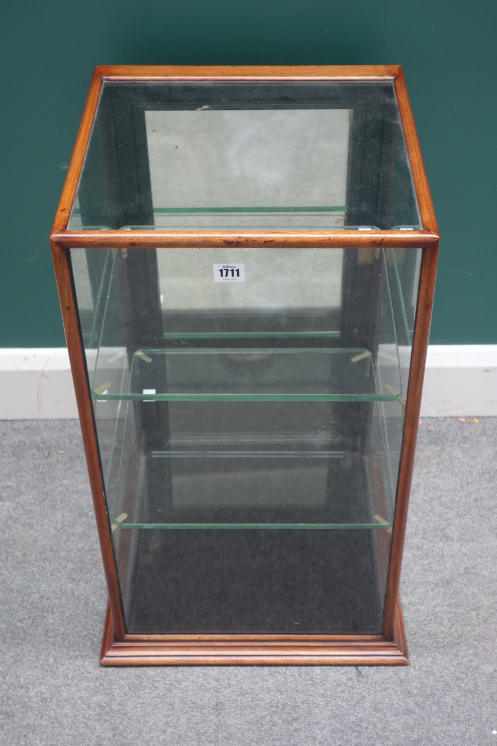 A Victorian mahogany framed table top display with pair of