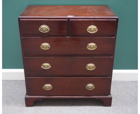 A George III mahogany chest of two short and three long drawers, on bracket feet, 82cm wide x 91cm high.