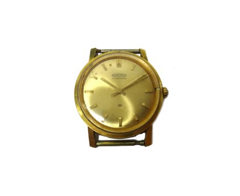 A gentleman's gold circular cased Roamer Rotopower automatic wristwatch, the signed circular gilt dial with centre seconds, g