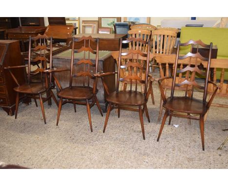 A set of four Ercol ladder back dining chairs