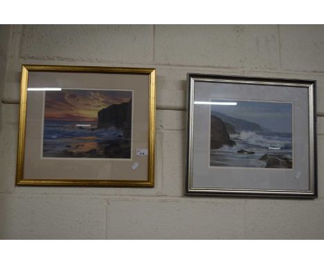 Kenneth Denton, a pair of framed prints of coastal scenes