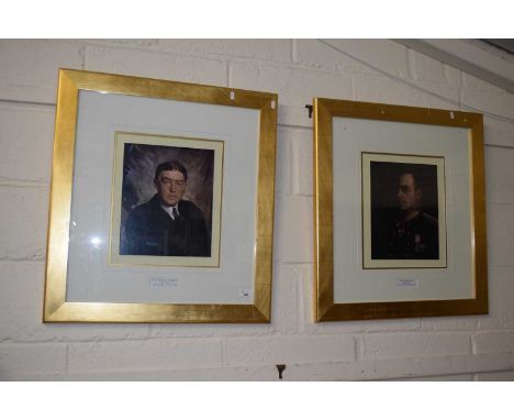 Antarctic Interest - A pair of coloured prints of Robert Falcon Scott and Sir Ernest Henry Shackleton, gilt framed and glazed