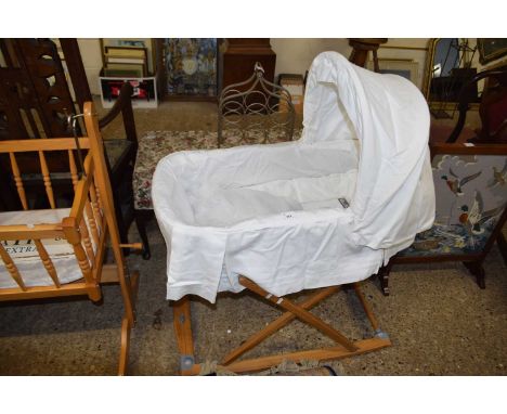 A Silver Cross rocking cot with wooden frame