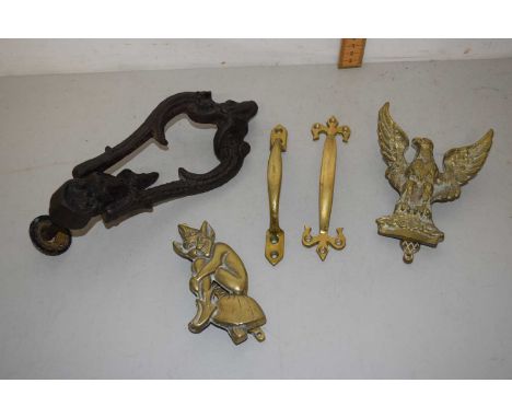 Box containing quantity of metal wares, door knocker etc