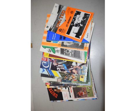 Box containing a quantity of football programs, Cambridge United, Coventry City, Northampton Town, Aston Villa etc