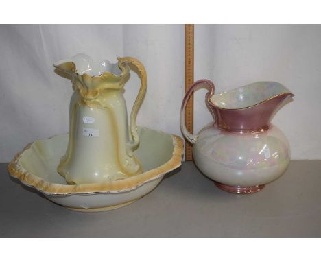 A Victorian jug and wash basin