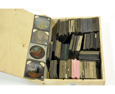 Various Lantern Slides: a quantity of coloured commercial story slides including "The Fatal Sausage", "Lost in The Bush" and 
