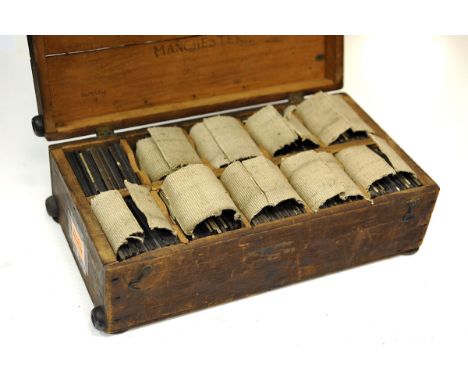 Geographic Lantern Slides: a wooden box of slides grouped in country sections
