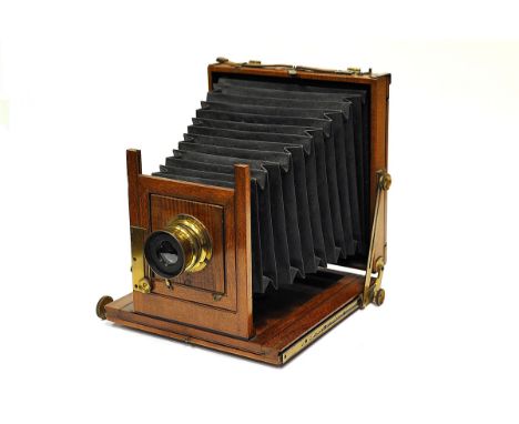 Half Plate Field Camera, Mahogany and brass construction with a Beck lens