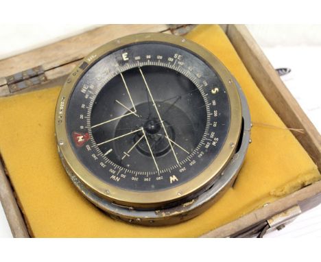 Aircraft Compass, type P10 mounted on sprung base, in wood case