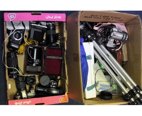 Various Cameras & Accessories: quantity of various cameras and accessories including, Tamron SP f/8 500mm, Nikon f/4 70-210mm
